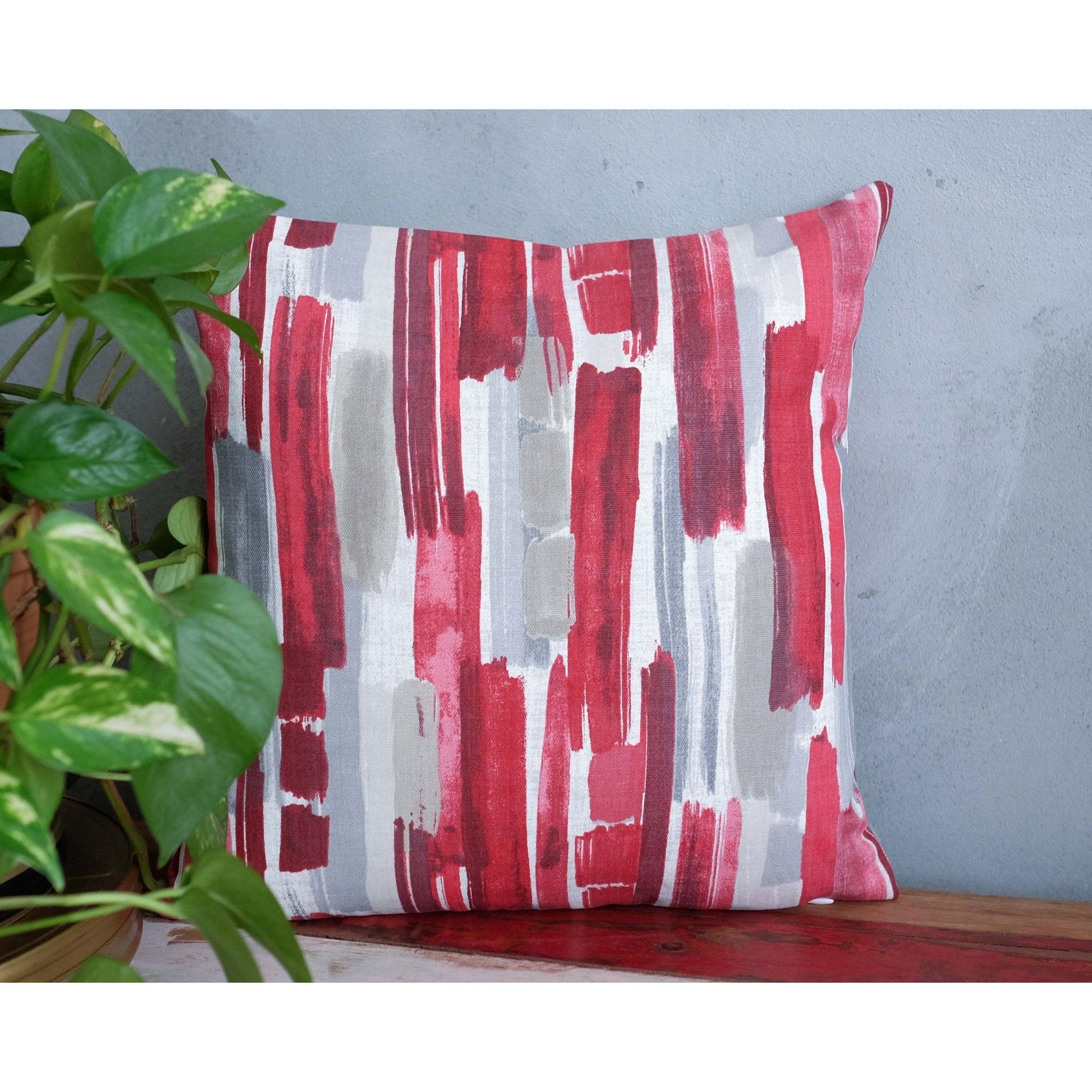 Kırmızı & Gri Fırça Darbeli Yastık Kılıfı