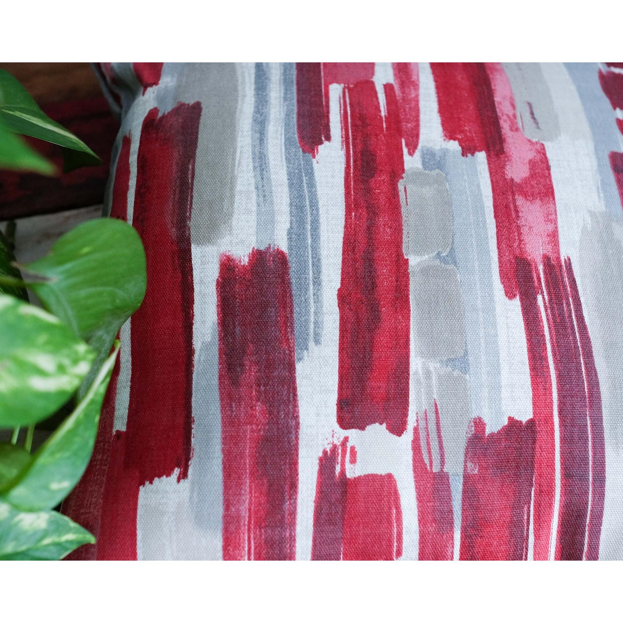 Kırmızı & Gri Fırça Darbeli Yastık Kılıfı