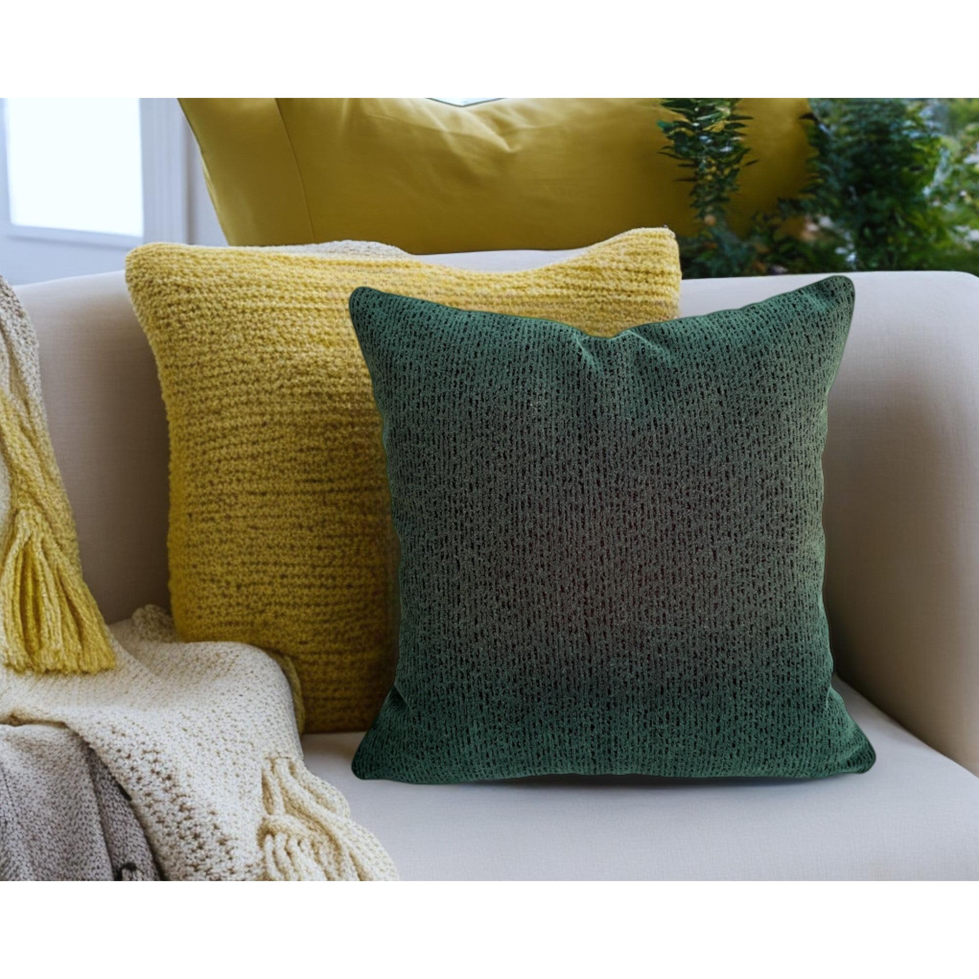 Koyu Yeşil Desenli Soft Kadife Kırlent Kılıfı