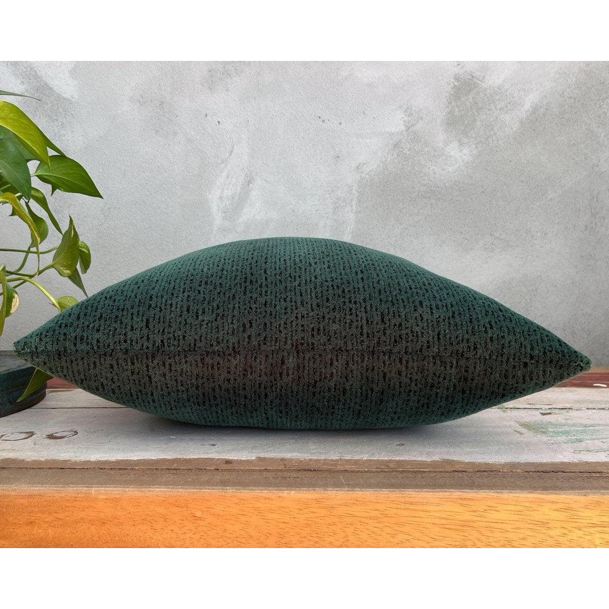 Koyu Yeşil Desenli Soft Kadife Kırlent Kılıfı