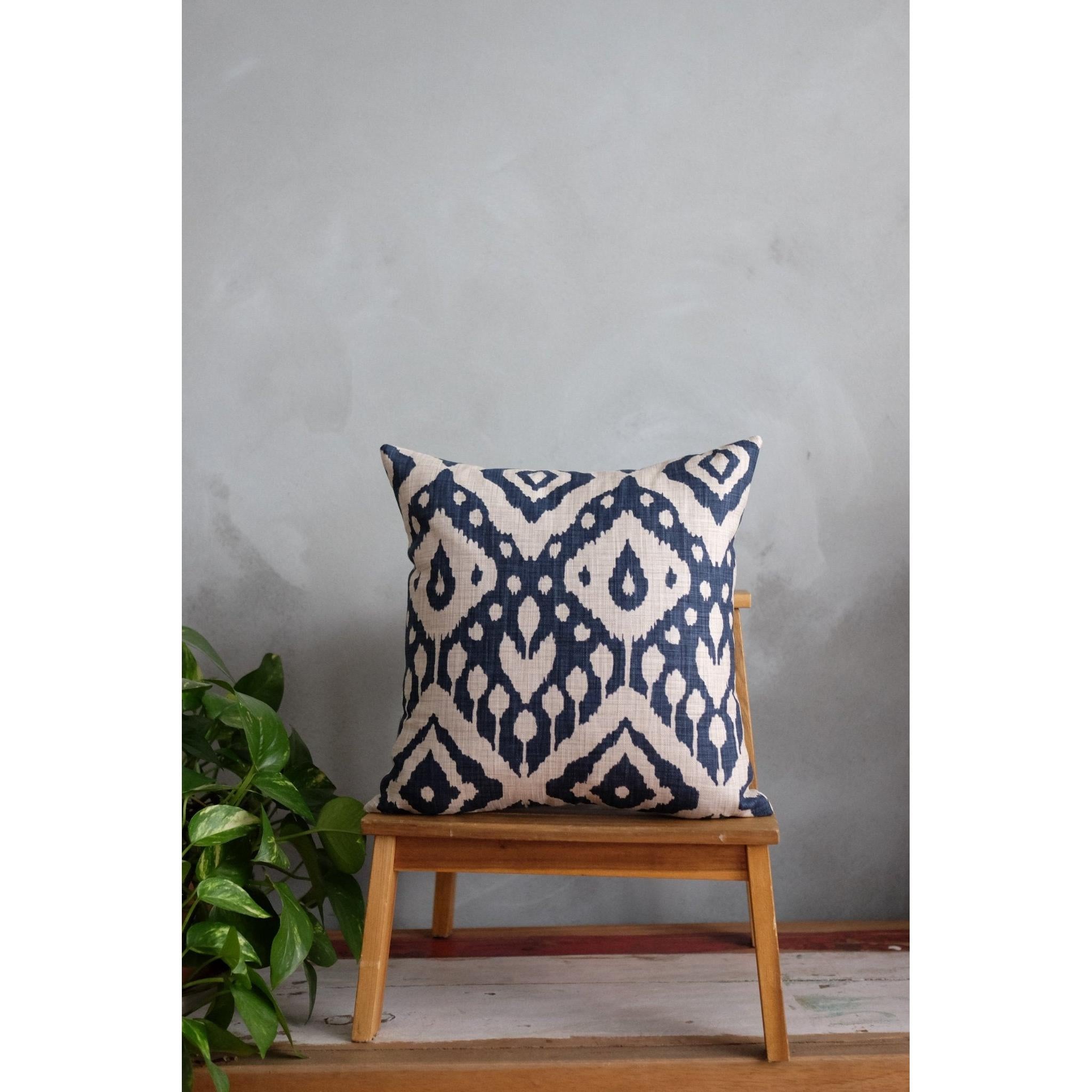 Lacivert Bej Oryantal Dizayn Kırlent Kılıfı