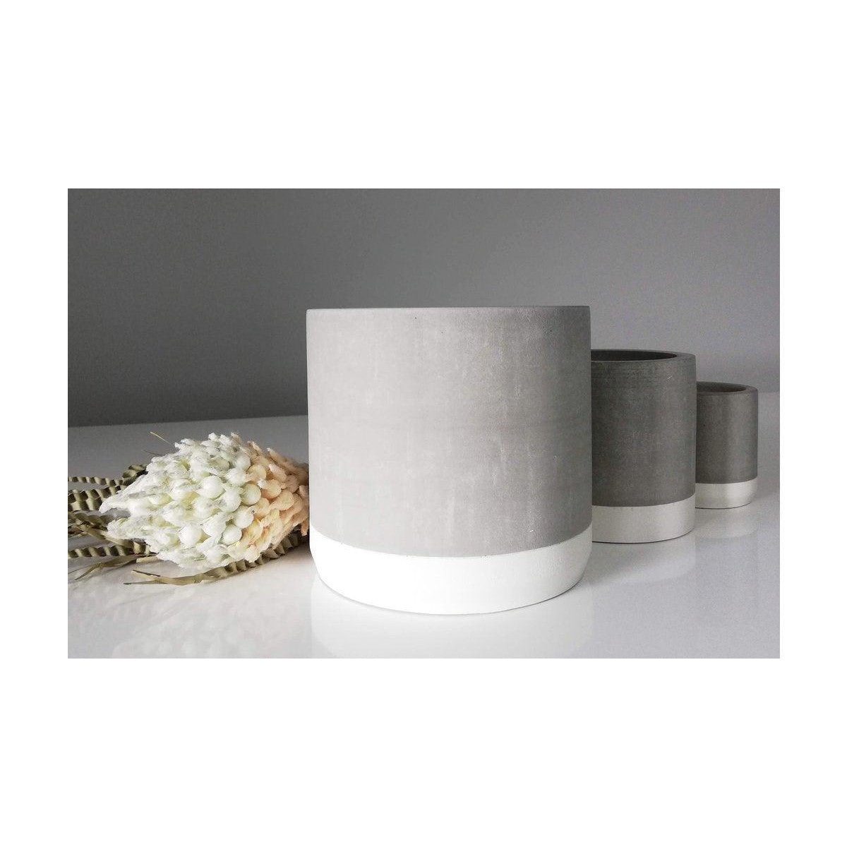 Natural Üçlü Dekoratif Beton Saksı Seti