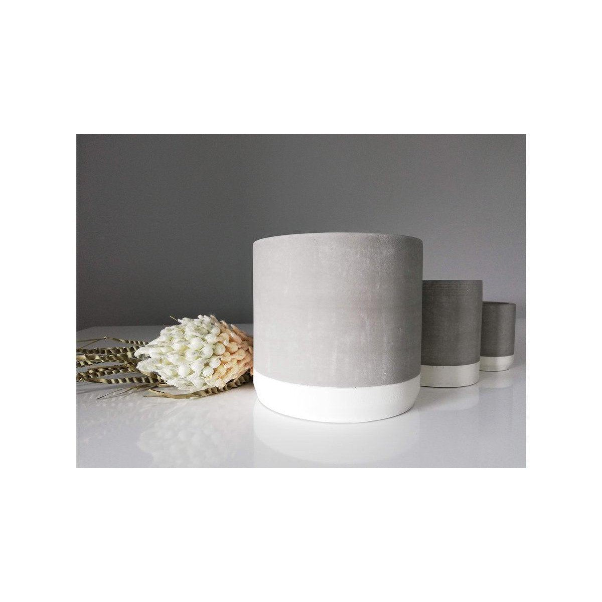 Natural Üçlü Dekoratif Beton Saksı Seti