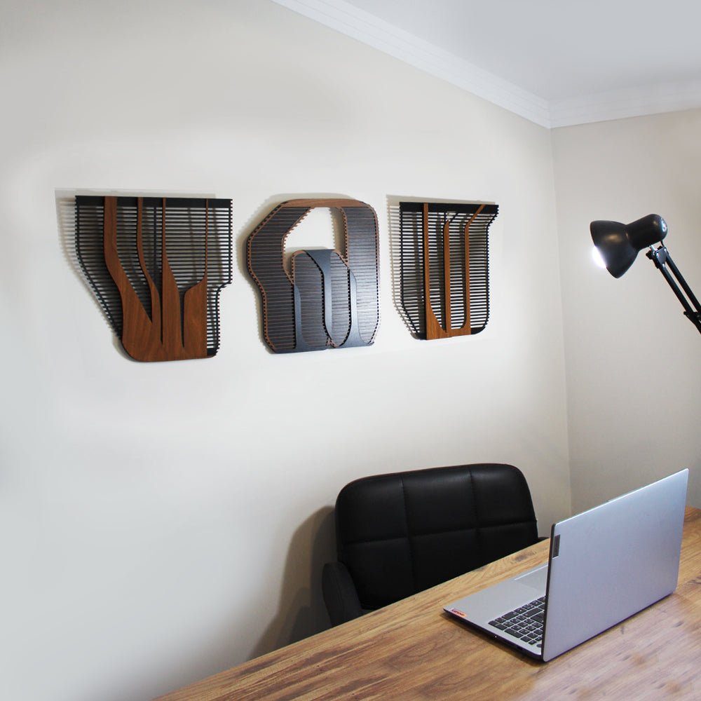 Öz Ceviz Siyah 3'lü Tablo