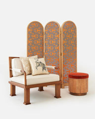Rattan Detaylı Ceviz Ağacı Lounge Koltuk-Berjer-ALPAQ STUDIO-NowShopFun