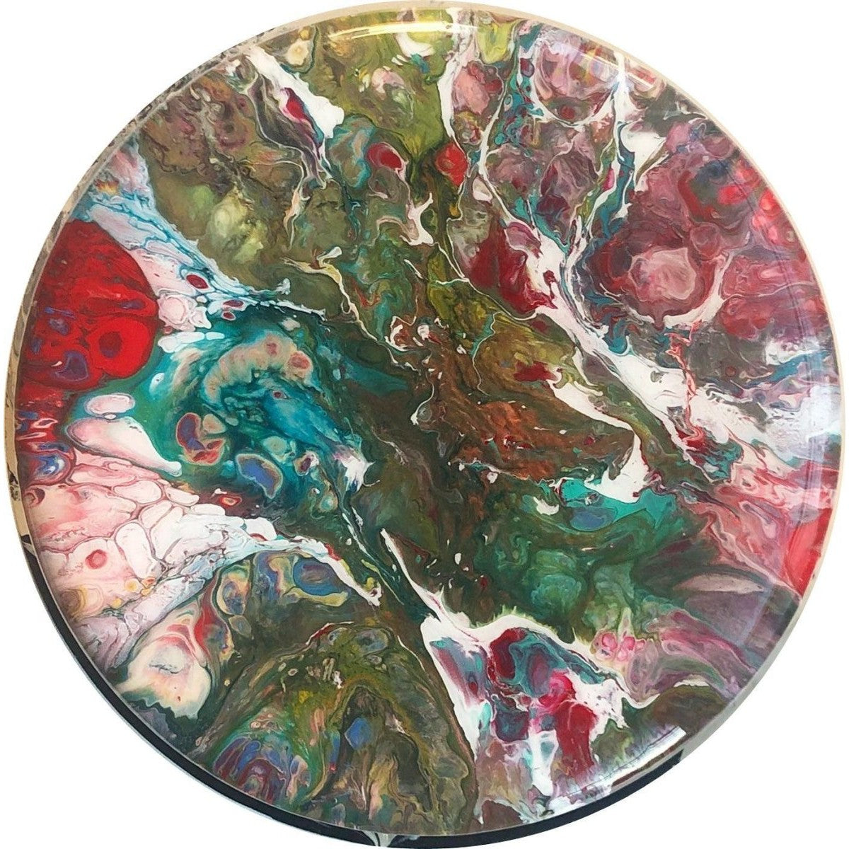 Universo - Akrilik ve Epoksi Boyama 30 cm Ahşap Obje / Sunum Tabağı