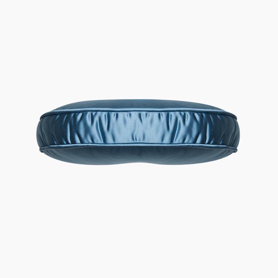 Yuvarlak Düğme Detaylı Mavi İpek Kırlent