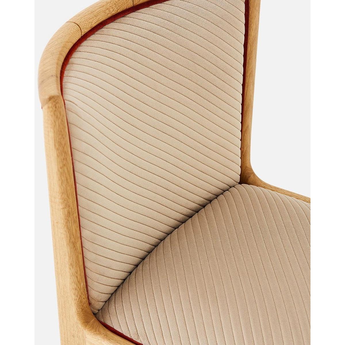 Cross Corduroy Bej Fitilli Kadife Ahşap Sandalye