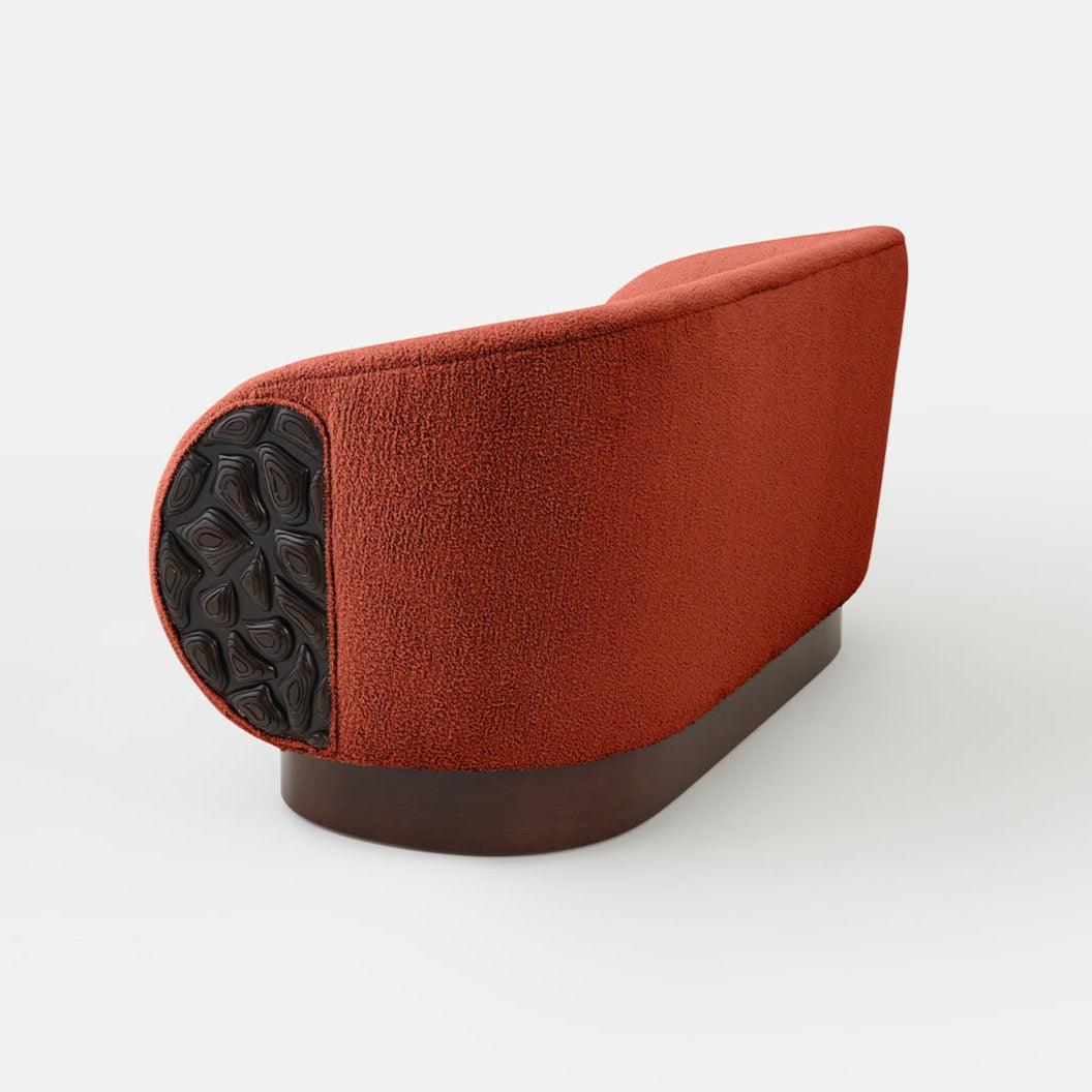 Cozy El Oyması Detaylı Terakota Ceviz Kaplama Kanepe