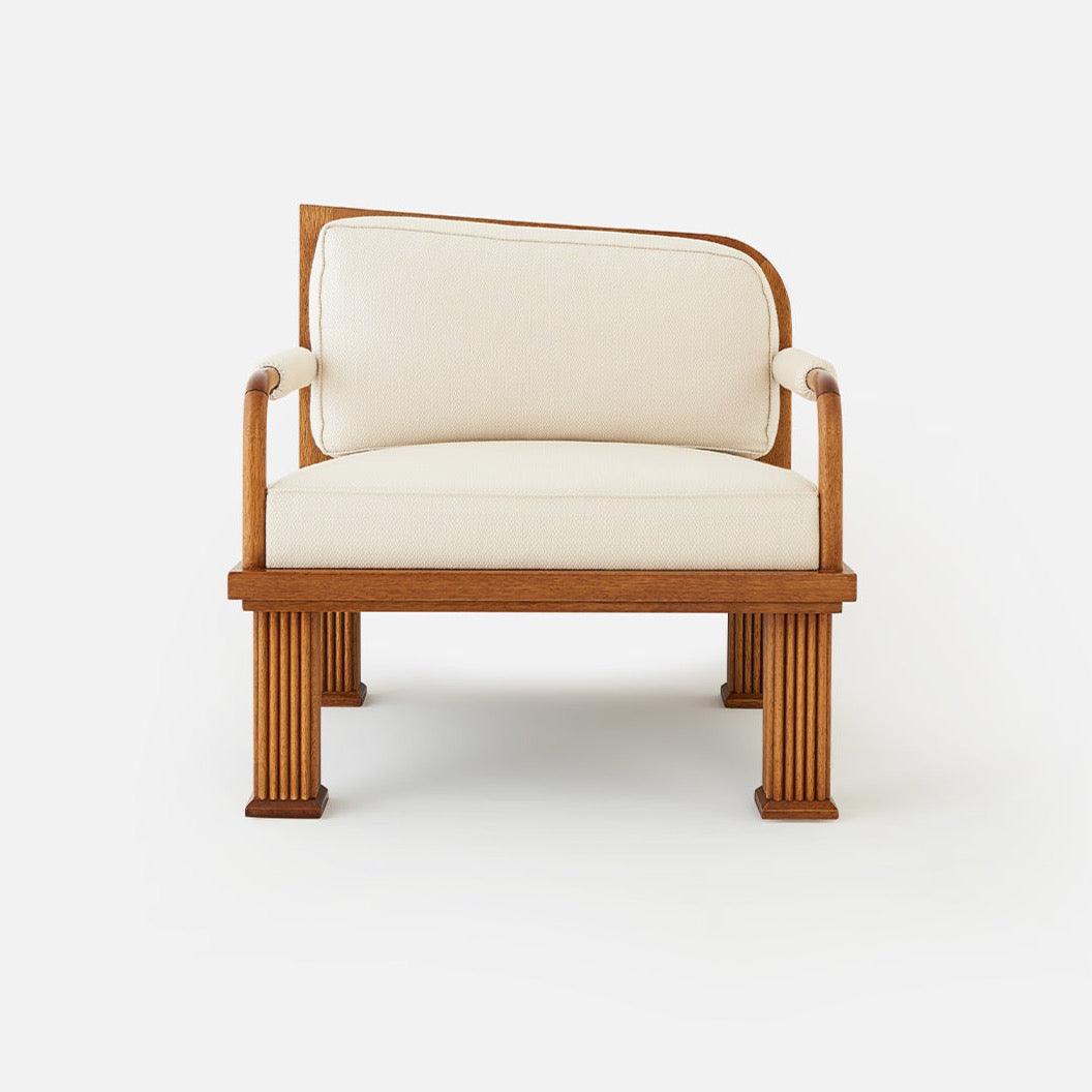 Rattan Detaylı Ceviz Lounge Koltuk