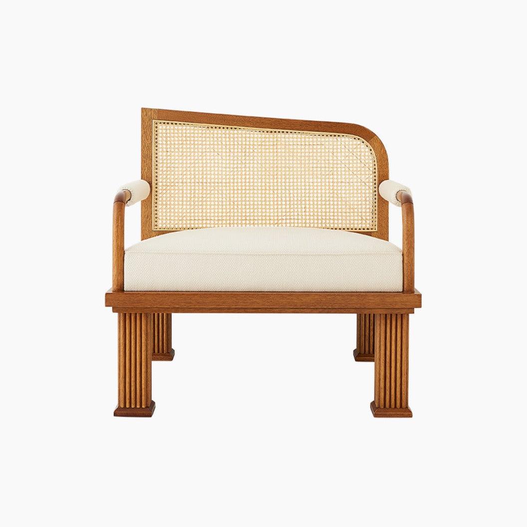 Rattan Detaylı Ceviz Lounge Koltuk