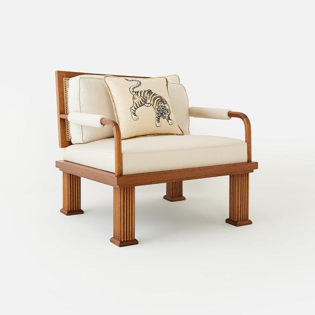 Rattan Detaylı Ceviz Lounge Koltuk