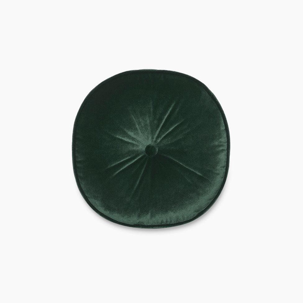 Yuvarlak Düğme Detaylı Yeşil Kadife Kırlent