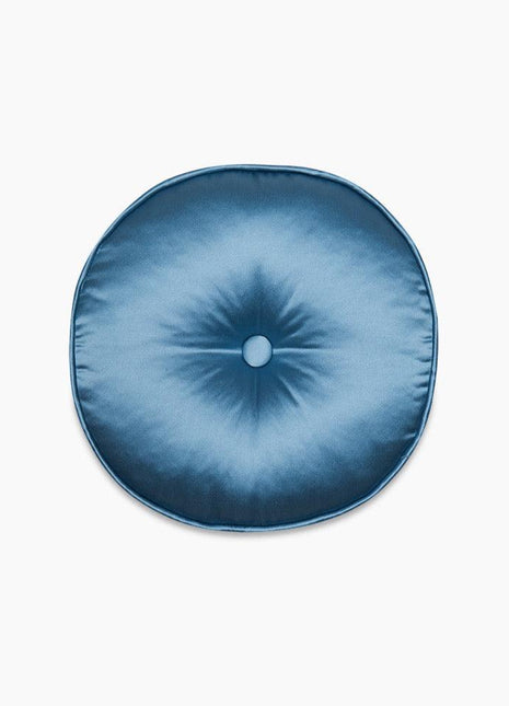 ALPAQ STUDIO - Yuvarlak Düğme Detaylı Mavi İpek Yastık - Yastık & Kırlent