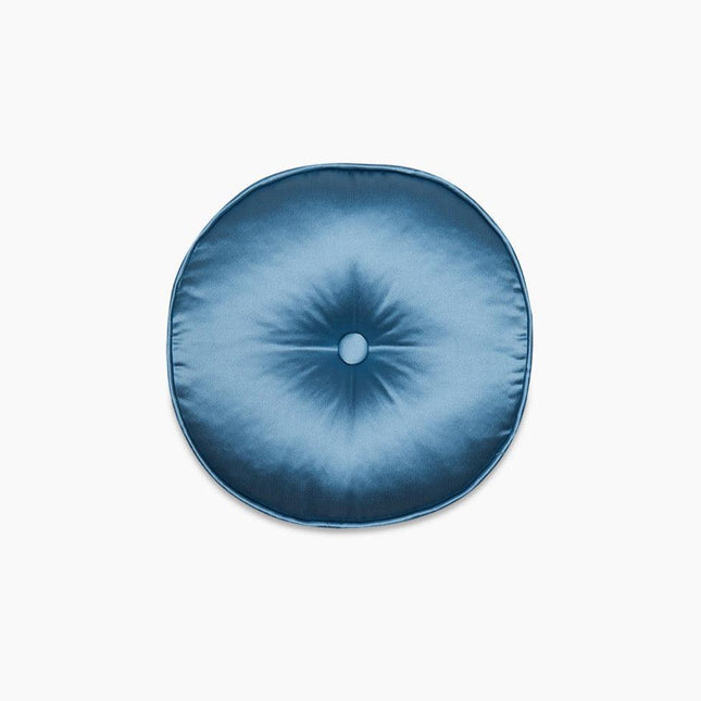 ALPAQ STUDIO - Yuvarlak Düğme Detaylı Mavi İpek Yastık - Yastık & Kırlent