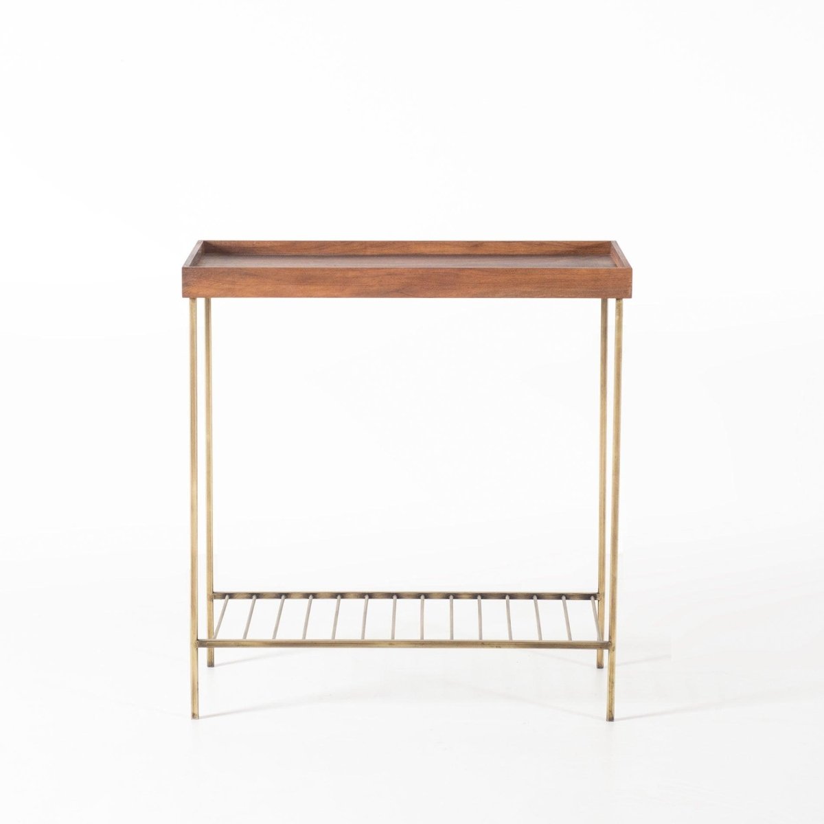 Edge Aged Geniş Sehpa / Saksılık, Eskitme Ayaklı, Ceviz Tabla