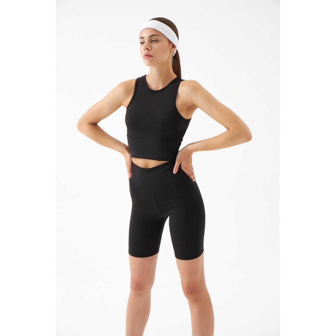 B3ANTLP - Leyla Siyah Crop Spor Atlet - Crop Top