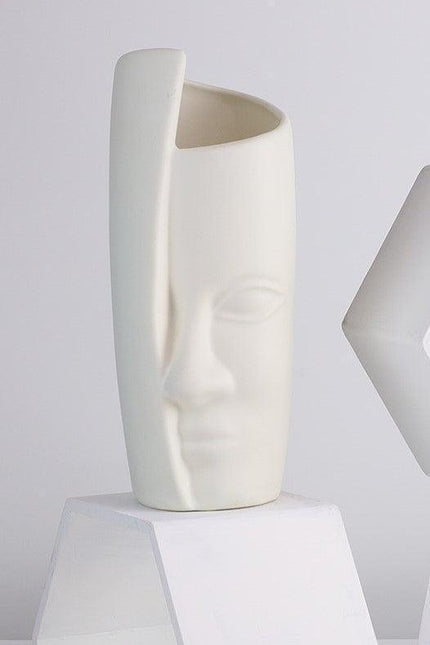 Beige & Stone - Halve Face Vazo (Beyaz) - Vazo