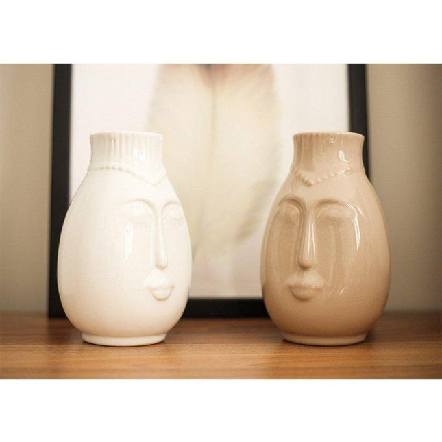 Beige & Stone - Ruddy Face Vazo (Beyaz) - Vazo