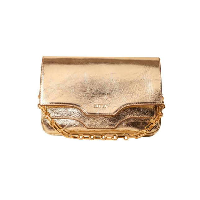 BLETA BAGS - FERA Crystal Gold Hakiki Deri Zincirli Çok Yönlü Çanta - Omuz Çantası
