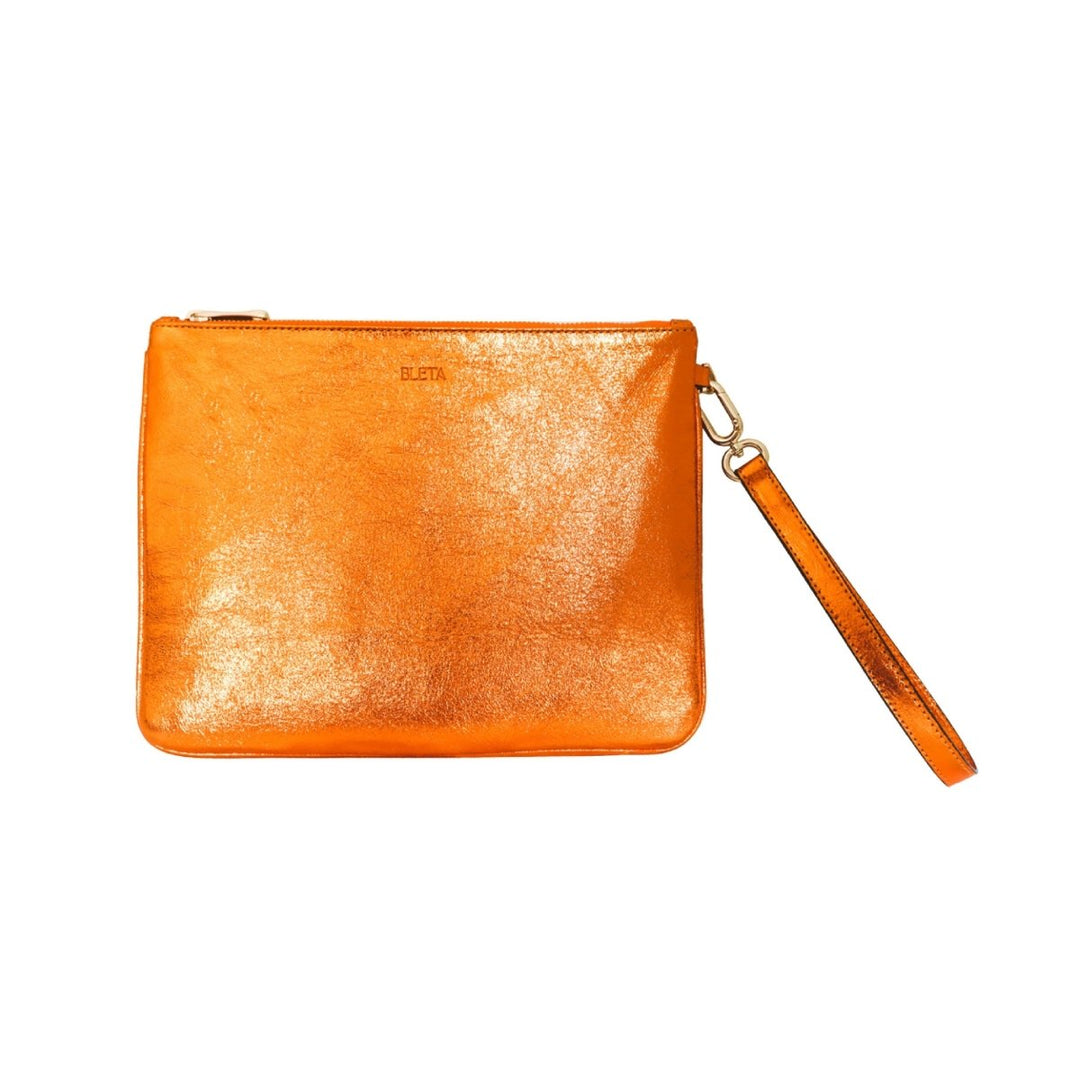 BLETA BAGS - MELLI Clutch Crystal Orange Hakiki Deri - Clutch