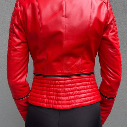BooBag - Boo Zipper Kırmızı Deri Ceket - Ceket