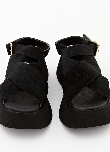 Dellel - Rebecca Siyah Dolgu Topuklu Sandalet - Sandalet
