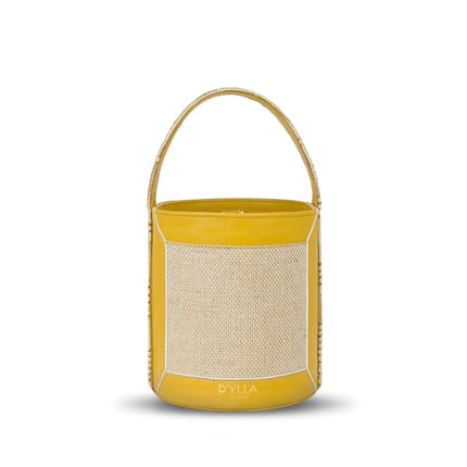D'ylla Atelier - Lena Bucket Bag Mustard-Cream - Omuz Çantası
