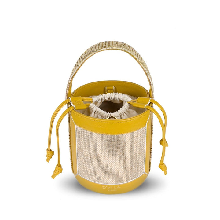 D'ylla Atelier - Lena Bucket Bag Mustard-Cream - Omuz Çantası