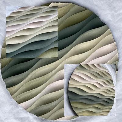 Ebru Sayer Art & Design - 3D Ahşap El Boyaması Yuvarlak Tablo-Naturel Yeşil - Tablo