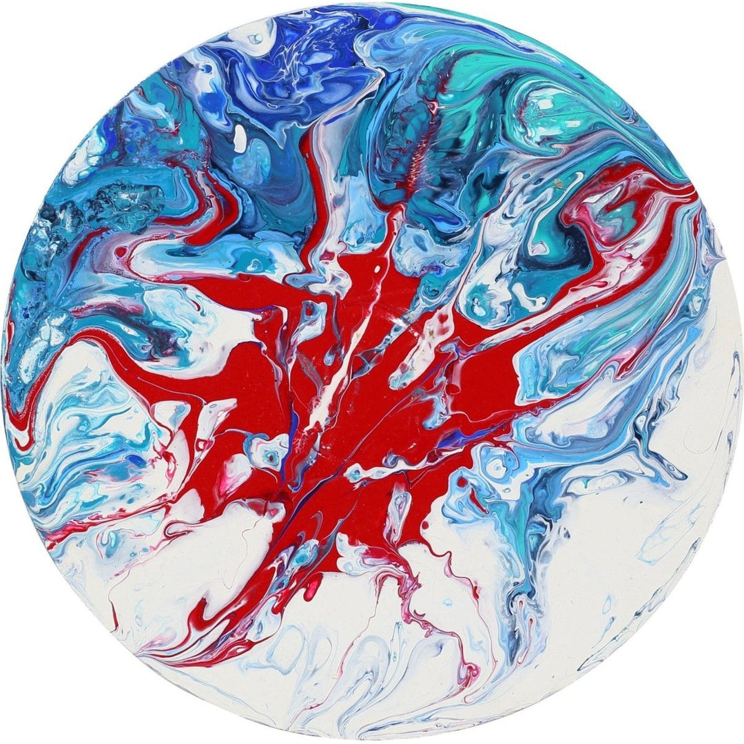 Ebru Sayer Art & Design - Blues I - Orijinal Akrilik Boyama 30 cm Yuvarlak Soyut Tablo - Tablo