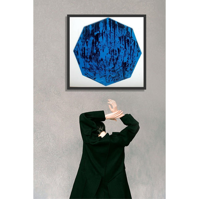 Ebru Sayer Art & Design - Blues VI - Orijinal Akrilik Boyama 33 cm Sekizgen Soyut Tablo - Tablo