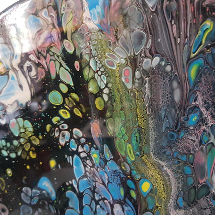 Ebru Sayer Art & Design - Bottom of The Sea - Akrilik 33 cm Yuvarlak Pouring Soyut Tablo - Tablo