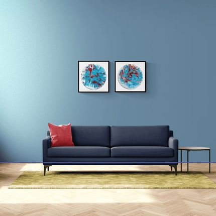 Ebru Sayer Art & Design - Jelly II - 2'li Set Epoksi Boyama 21 cm Soyut Tablolar - Tablo