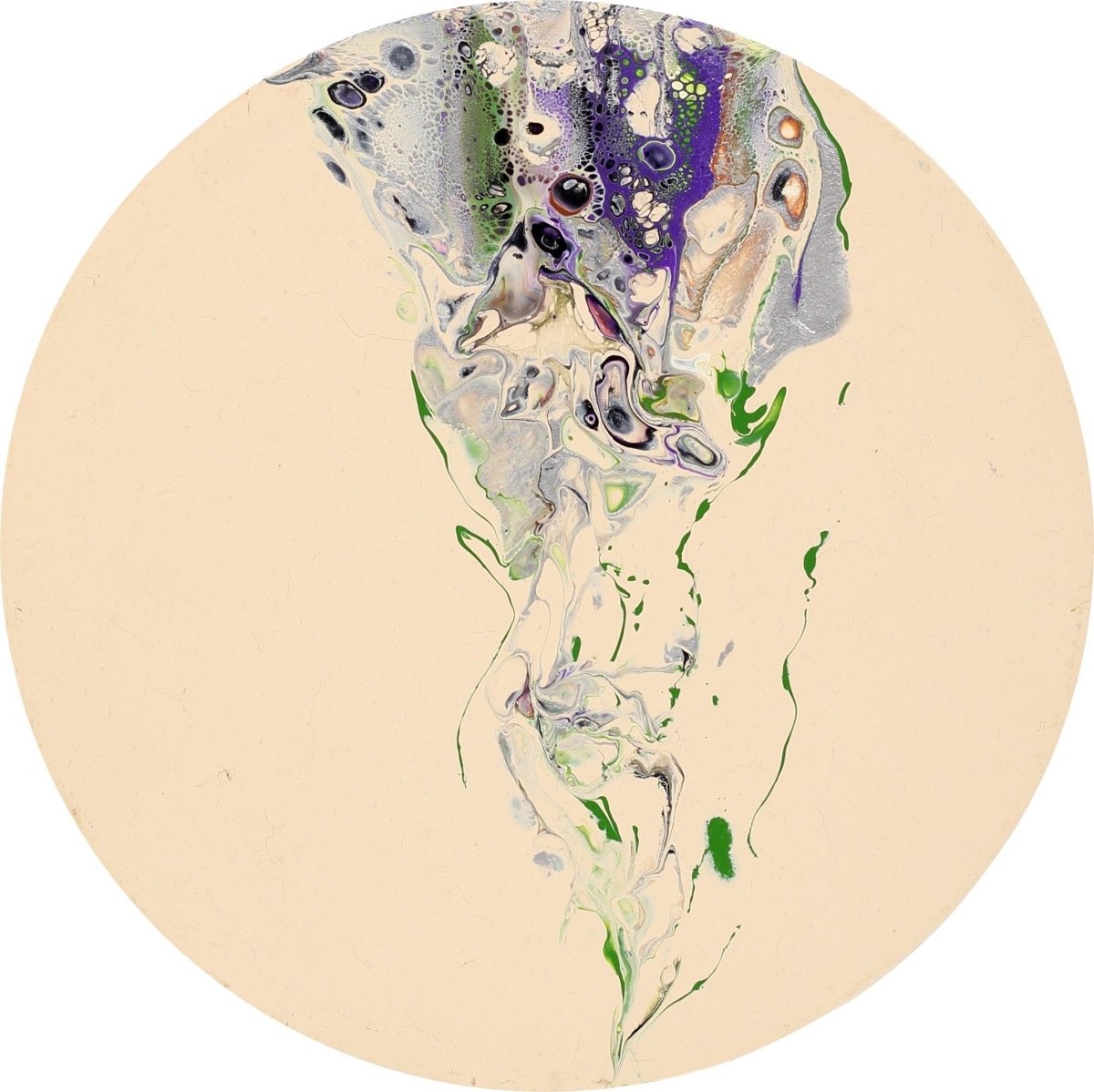 Mist II - Orijinal Akrilik Boyama 30cm Yuvarlak Soyut Tablo