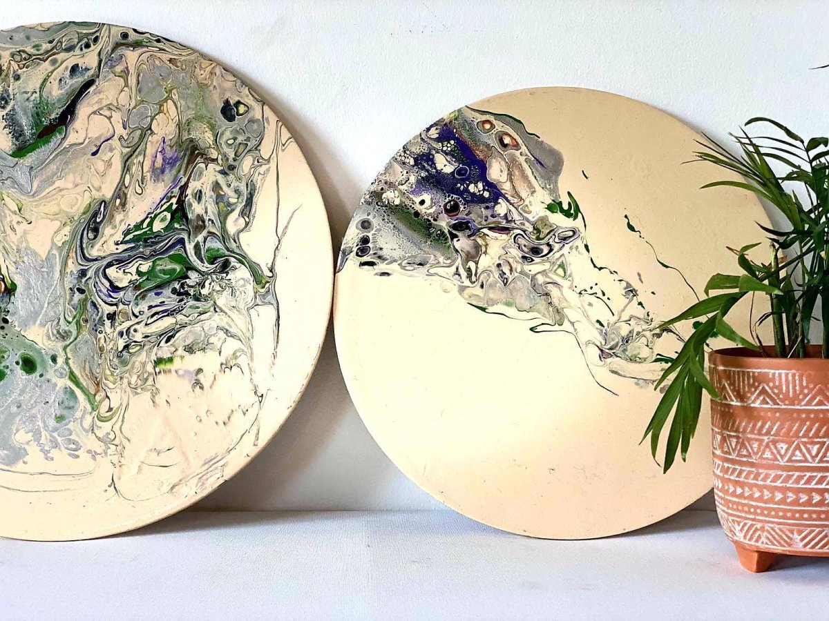 Mist II - Orijinal Akrilik Boyama 30cm Yuvarlak Soyut Tablo