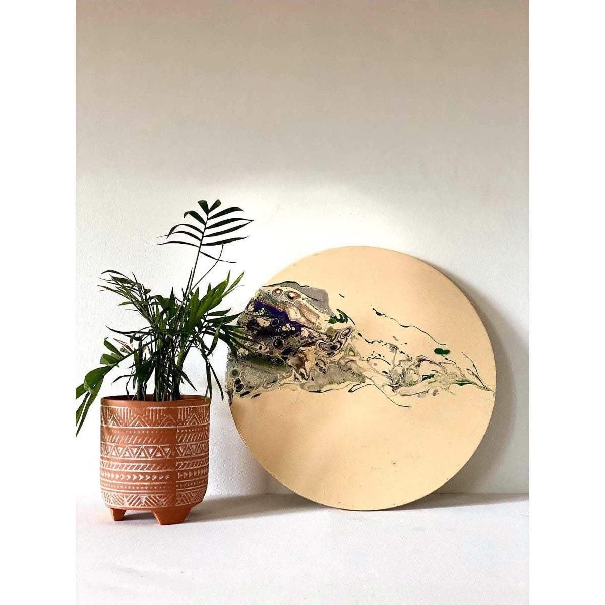 Mist II - Orijinal Akrilik Boyama 30cm Yuvarlak Soyut Tablo