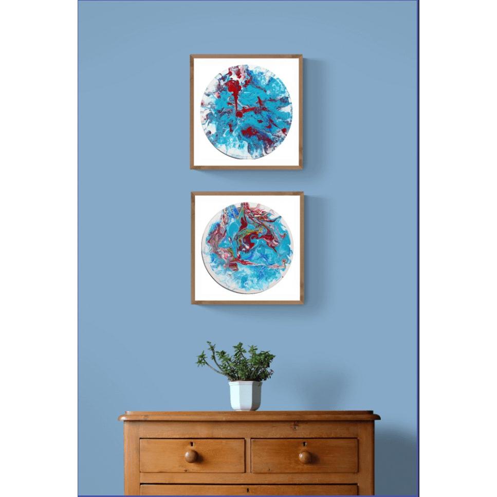 Jelly II - 2'li Set Epoksi Boyama 21 cm Soyut Tablolar