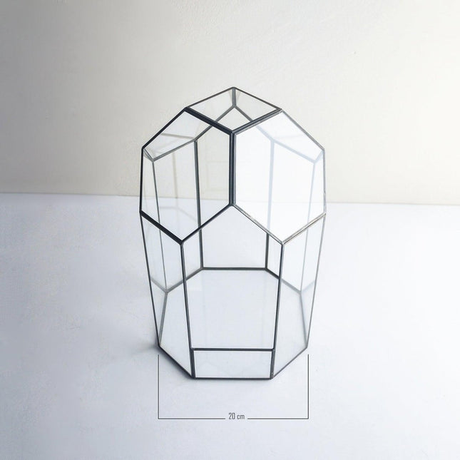 El Crea Designs - El Yapımı Vitray Geometrik Teraryum Cam Fanus - Dekoratif Ürün