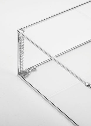 El Crea Designs - Gümüş Kapaklı Cam Takı Aksesuar Çikolata Kutusu - Takı Kutusu