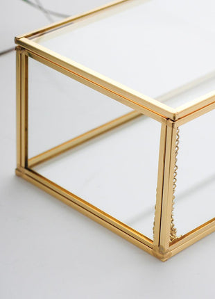 El Crea Designs - Pirinç Gold Kapaklı Cam Kutu - Dekoratif Ürün