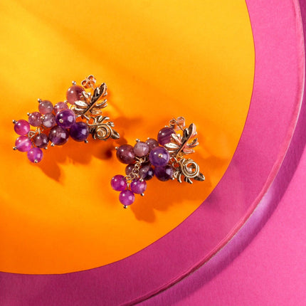 Elza Jewelry - Asma Yapraklı Üzüm Salkımı Küpe - Küpe