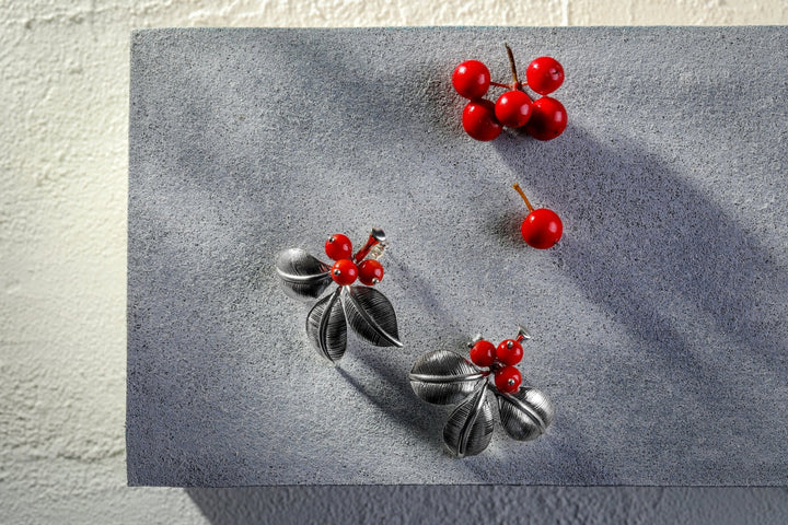 Elza Jewelry - Mercan Taşlı Yaprak Küpe - Küpe