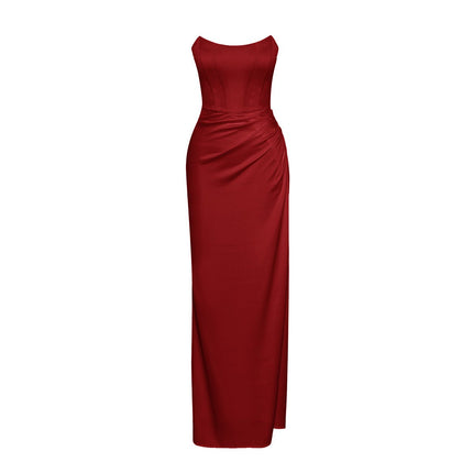 ESOTTE - Gaia Uzun Straplez Kırmızı Korse Abiye Elbise - Elbise