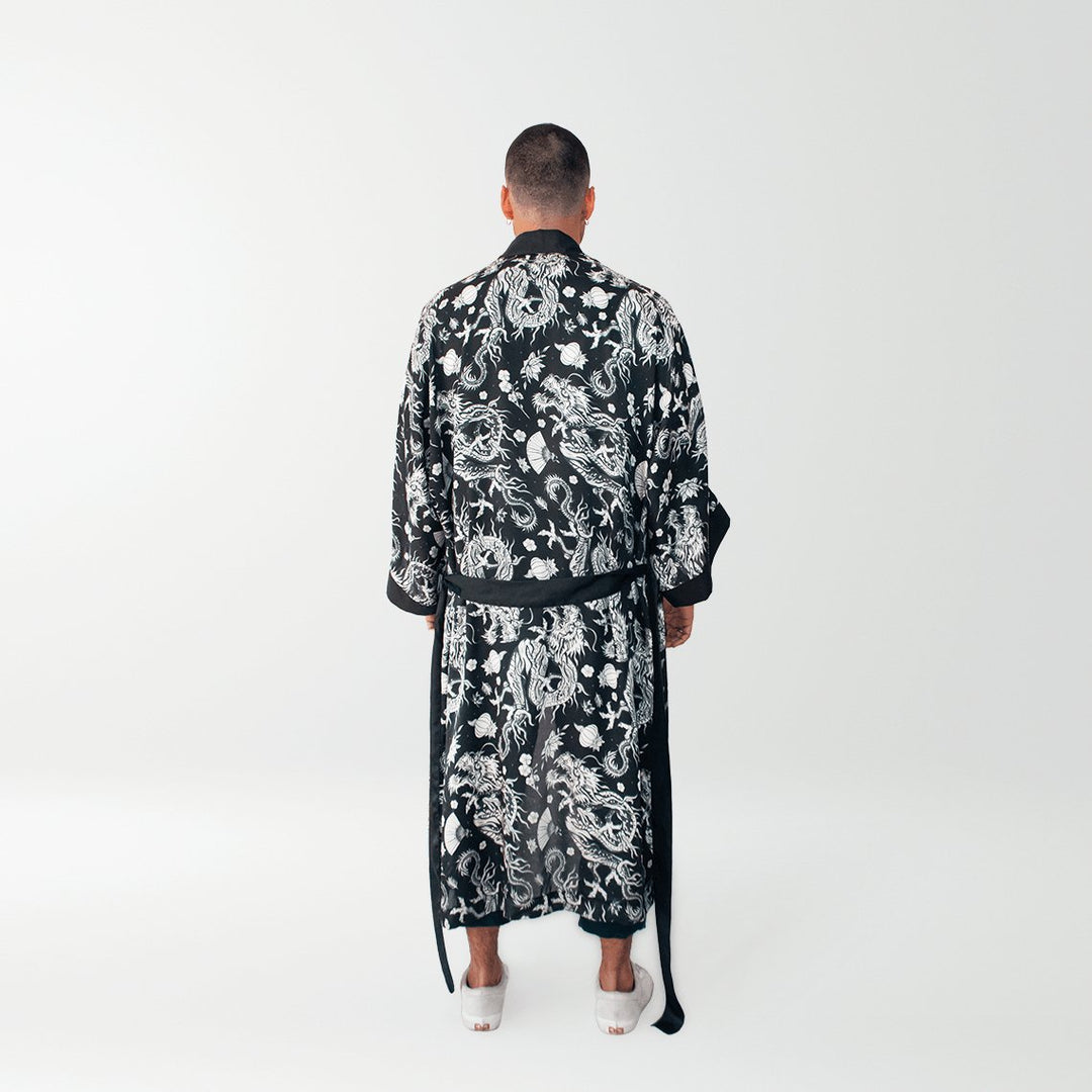 Helal Merch - Long Dark Double Dragon Kimono - Kimono