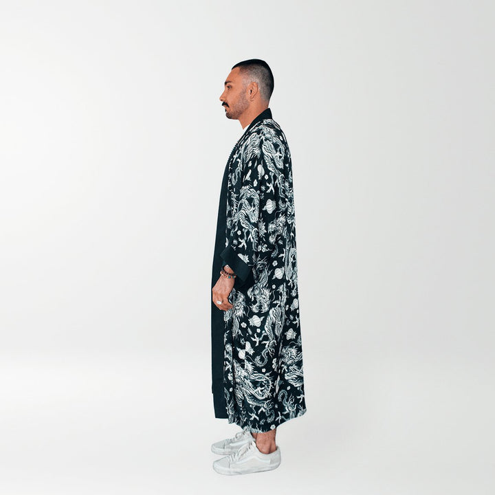 Helal Merch - Long Dark Double Dragon Kimono - Kimono