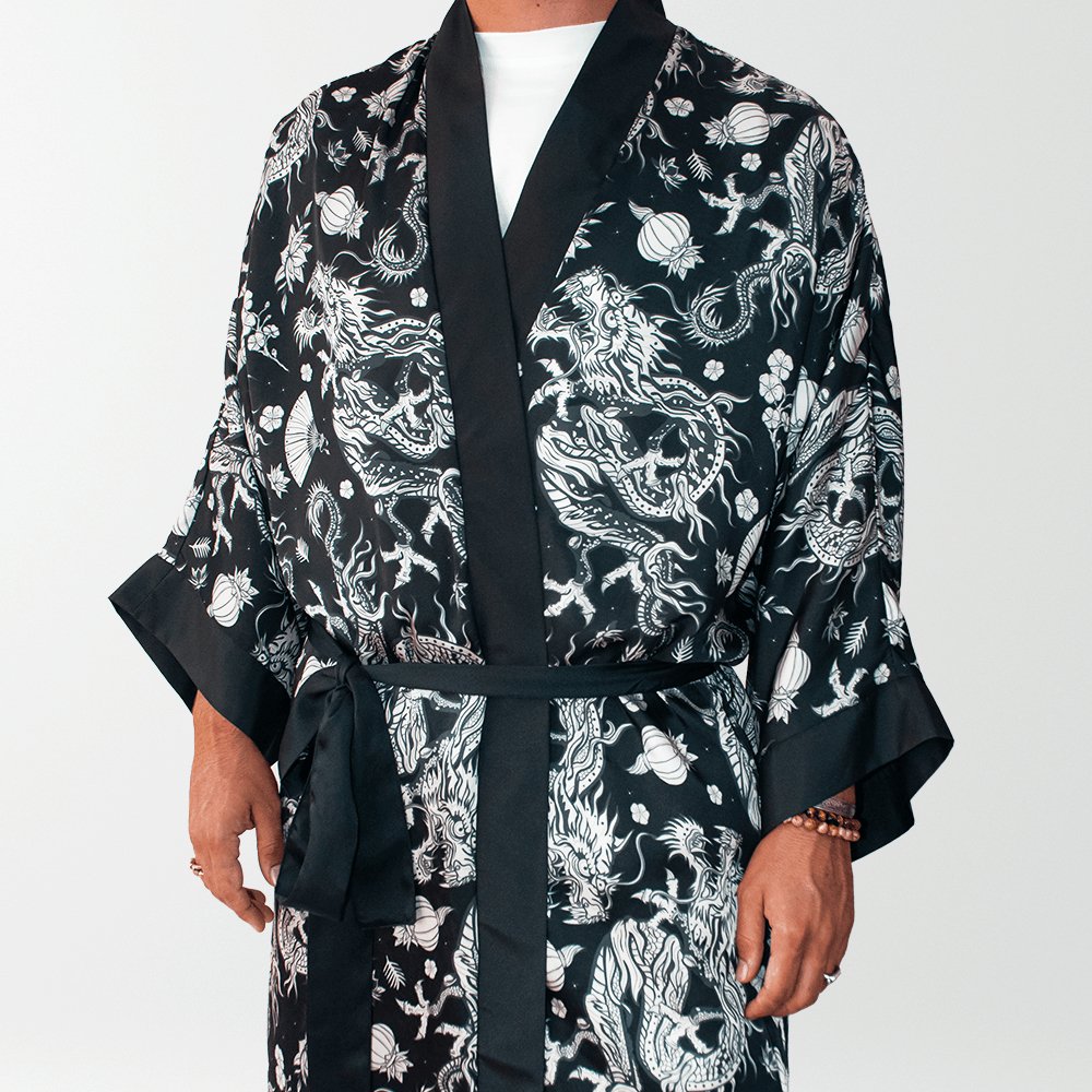 Helal Merch - Long Dark Double Dragon Kimono - Kimono