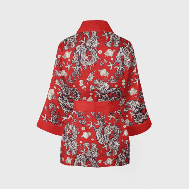 Helal Merch - Short Red Double Dragon Kimono - Kimono