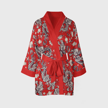 Helal Merch - Short Red Double Dragon Kimono - Kimono