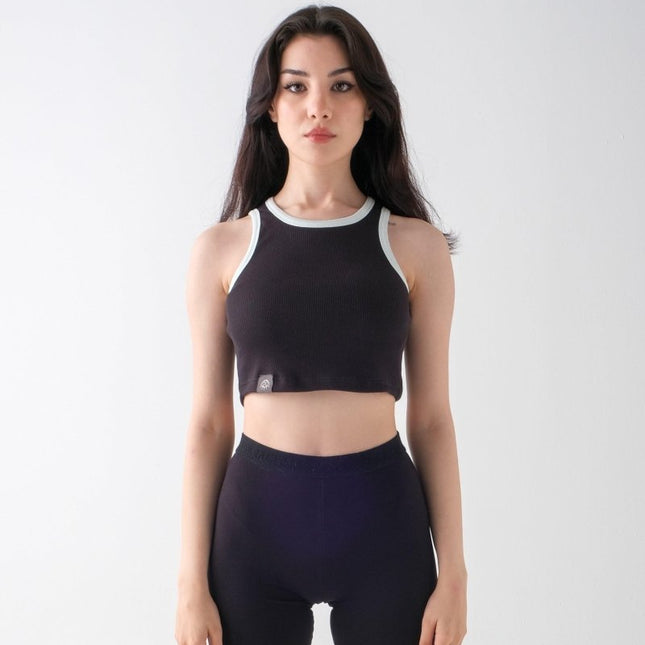 Last Ticket to Fortuna’s Chateaux - Crop Tank Top Moonless Night & Mystic Mint - Crop Top